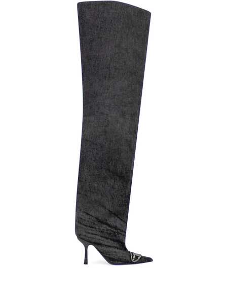 Bocanci Diesel Diesel Diesel High Boots In Black Denim With Stiletto Heel And Pointed Toe Black Femei (BM 19077135) 1