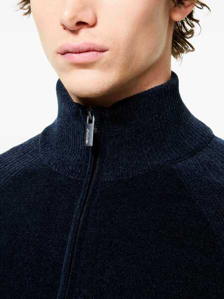 Pulovere casual Rrd velvet full zip knit Blue Barbati (BM 19077339) 5