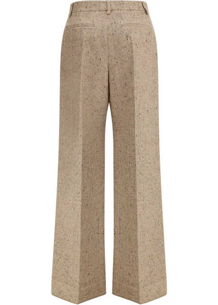 Pantaloni casual Valentino Garavani Palazzo Trousers in Bottonato Natt AVORIO/BEIGE Femei (BM 19077478) 2