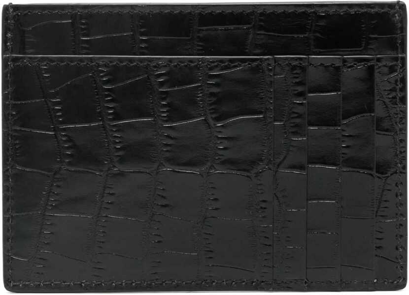 Portofele Tom Ford Croco leather Card Holder BLACK Barbati (BM 19077502) 2