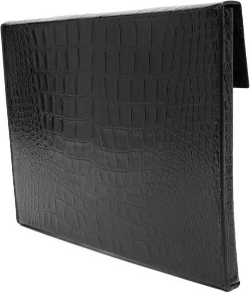 Genti de mana Tom Ford Crocodile print leather Pouch BLACK Barbati (BM 19077547) 2