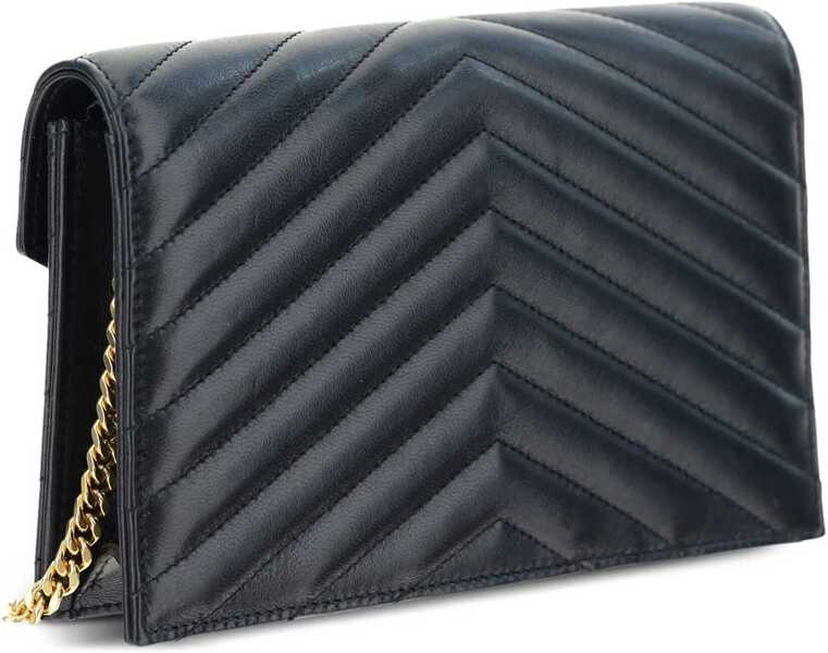 Portofele Saint Laurent Envelope Cassandre Wallet With Chain BLACK Femei (BM 19077799) 2