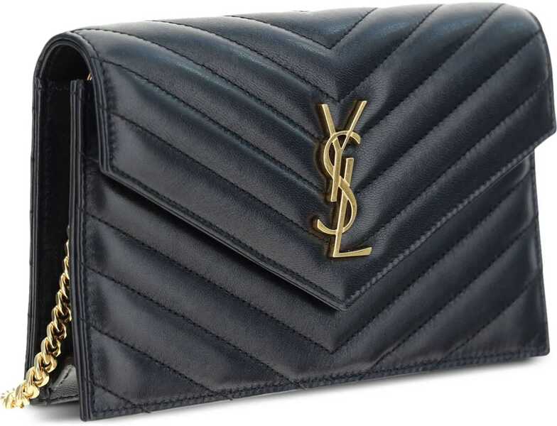Portofele Saint Laurent Envelope Cassandre Wallet With Chain BLACK Femei (BM 19077799) 3