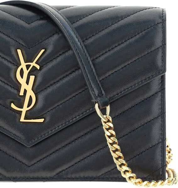 Portofele Saint Laurent Envelope Cassandre Wallet With Chain BLACK Femei (BM 19077799) 4