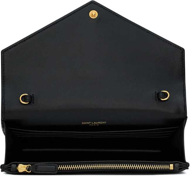 Portofele Saint Laurent Envelope Cassandre Wallet With Chain BLACK Femei (BM 19077799) 5