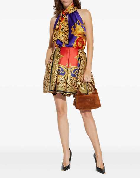 Fuste Versace Silk-Blend Duchesse Mini Skirt SCARLEULTRAMARINE Femei (BM 19079431) 2