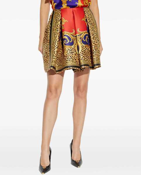 Fuste Versace Silk-Blend Duchesse Mini Skirt SCARLEULTRAMARINE Femei (BM 19079431) 3