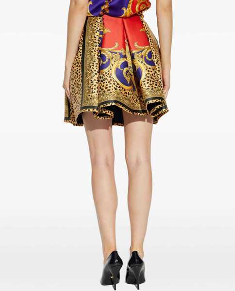 Fuste Versace Silk-Blend Duchesse Mini Skirt SCARLEULTRAMARINE Femei (BM 19079431) 4