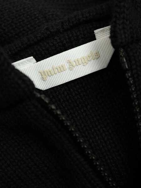 Bluze de trening Palm Angels CURVEDLOGO HOODIE KNIT ZIPPED BLACK - OF Black   Baieti (BM 19079970) 4
