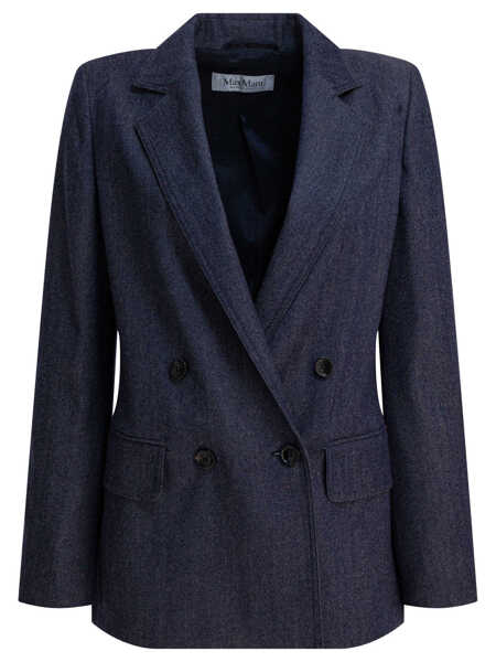 Sacouri Max Mara Denim-effect double-breasted blazer Blue Femei (BM 19080492) 1
