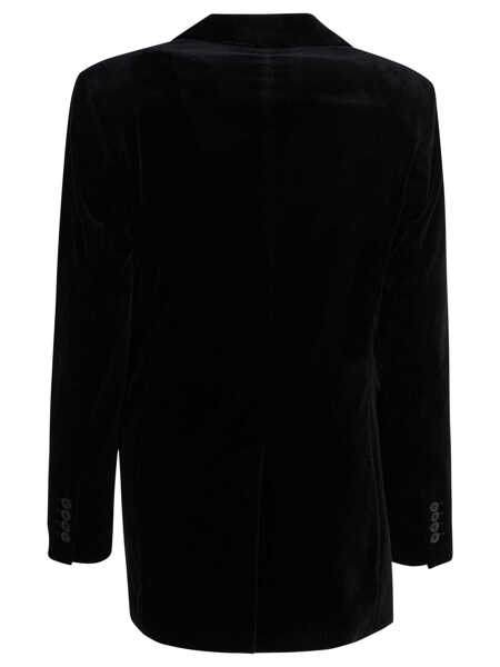 Sacouri Max Mara Double-breasted velvet blazer Black Femei (BM 19080507) 2
