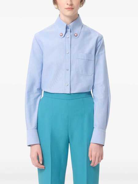 Camasi office Valentino Garavani Shirt with embellished collar Light blue Femei (BM 19080528) 3