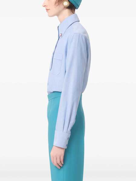 Camasi office Valentino Garavani Shirt with embellished collar Light blue Femei (BM 19080528) 4