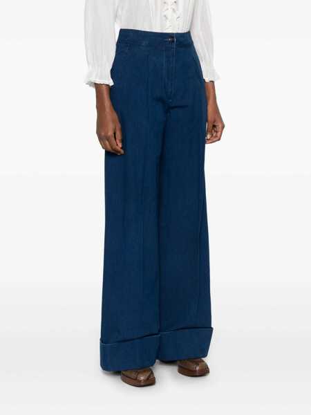 Blugi drepti Valentino Garavani Wide-leg jeans with pleats Blue Femei (BM 19080549) 3