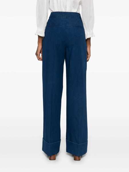 Blugi drepti Valentino Garavani Wide-leg jeans with pleats Blue Femei (BM 19080549) 4