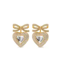 Cercei Heart-shaped earrings with embellished bow Femei