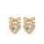 Self-Portrait Heart-shaped earrings with embellished bow Gold