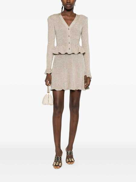 Rochii elegante Self-Portrait Short lurex knit dress Gold Femei (BM 19080894) 2