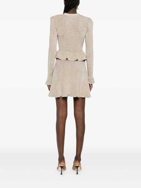 Rochii elegante Self-Portrait Short lurex knit dress Gold Femei (BM 19080894) 4