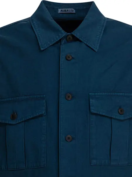 Camasi casual AURALEE Cotton shirt Blue Barbati (BM 19081137) 3