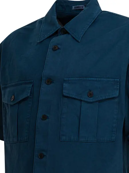 Camasi casual AURALEE Cotton shirt Blue Barbati (BM 19081137) 4