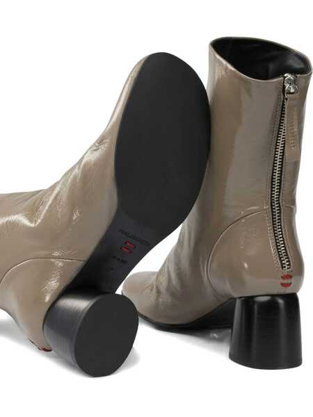 Botine HALMANERA Leather zippered ankle boots Beige Femei (BM 19081173) 3