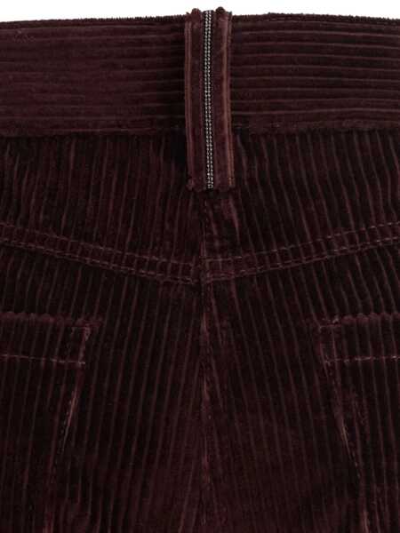 Pantaloni casual Brunello Cucinelli Five-pocket corduroy pants Bordeaux Femei (BM 19081620) 3