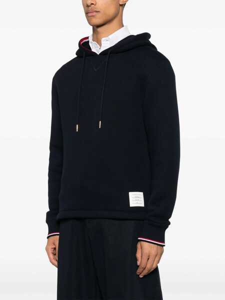 Hanorace Thom Browne Sweatshirt RWB Tape Blue Barbati (BM 19081809) 3