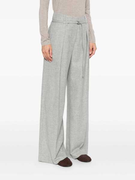 Pantaloni casual Brunello Cucinelli Wide-leg pants Grey Femei (BM 19081827) 3