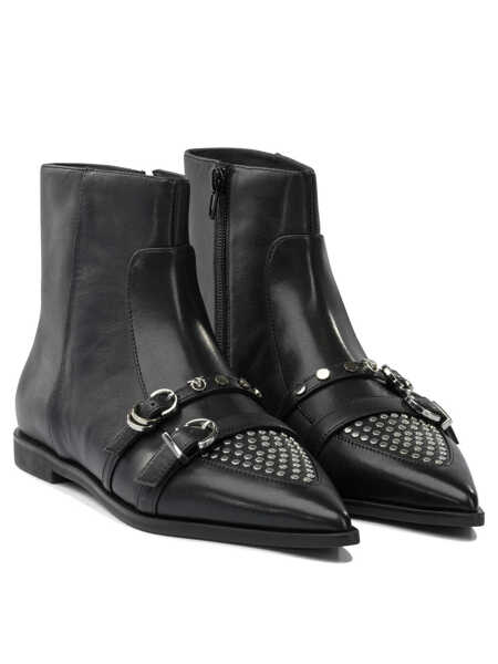 Botine Pinko Leather zippered ankle boots Black Femei (BM 19082076) 2