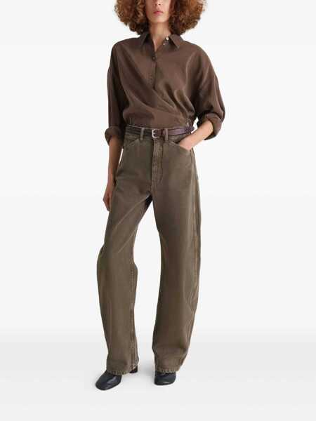 Camasi office LEMAIRE Asymmetrical silk shirt Brown Femei (BM 19082085) 2