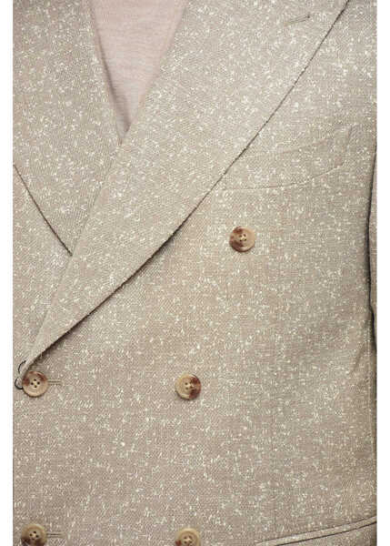 Sacouri CORNELIANI Cc Collection Virgin Wool Blend Double Breasted Blazer Beige Barbati (BM 19082182) 3