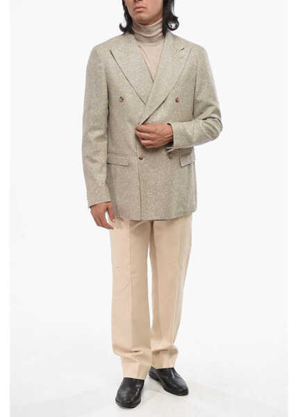 Sacouri CORNELIANI Cc Collection Virgin Wool Blend Double Breasted Blazer Beige Barbati (BM 19082182) 4