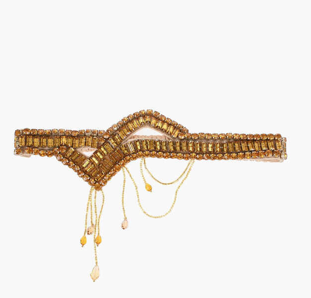 Accesorii de voiaj Elisabetta Franchi Silk Rhinestoned Headband Gold Femei (BM 19082233) 1
