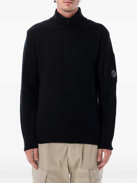 Pulovere C.P. Company C.P. Company Black Wool Zip Sweater Black Barbati (BM 19083183) 1