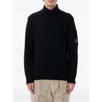Pulovere C.P. Company Black Wool Zip Sweater Barbati