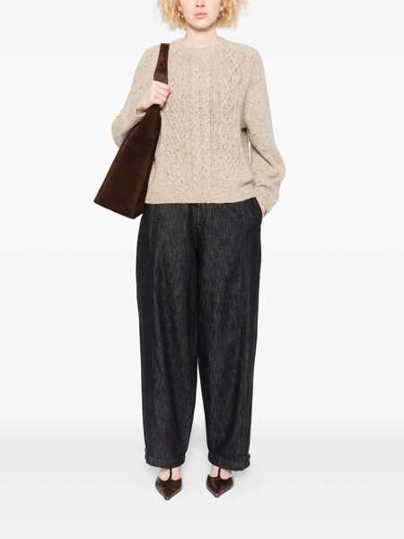 Pulovere Yerse Yerse Crew Neck Sweater With Cable Knit Pattern Beige Femei (BM 19083483) 2