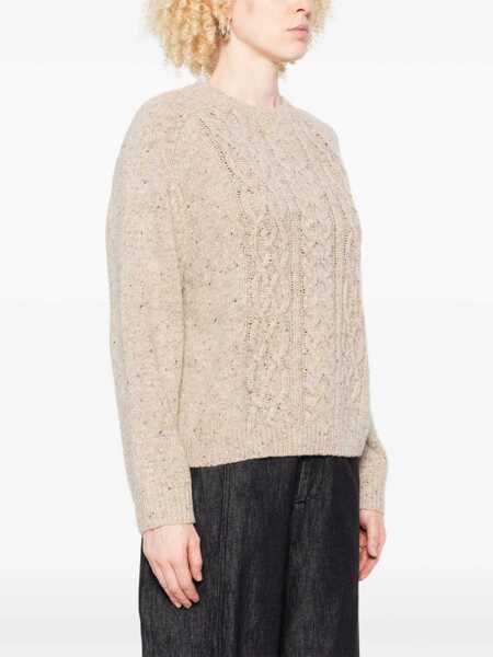 Pulovere Yerse Yerse Crew Neck Sweater With Cable Knit Pattern Beige Femei (BM 19083483) 3