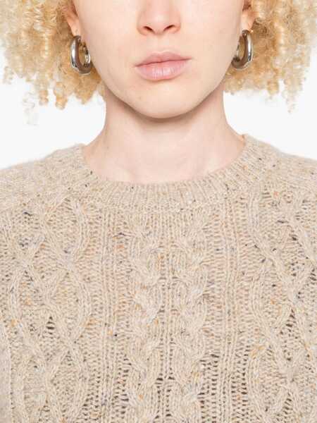 Pulovere Yerse Yerse Crew Neck Sweater With Cable Knit Pattern Beige Femei (BM 19083483) 5