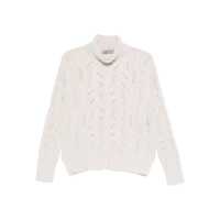 Pulovere D.Exterior White Long-Sleeve Cable-Knit Sweater Femei