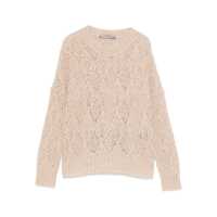 Pulovere D.Exterior Beige Long-Sleeve Open-Knit Sweater Femei
