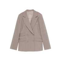 Sacouri D.Exterior Beige Blazer  Featuring A Double-Breasted Closure Femei