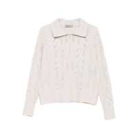 Pulovere D.Exterior Off-White Long-Sleeve Cable-Knit Sweater Femei