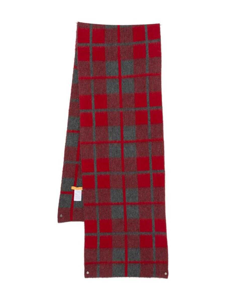Esarfe GUEST IN RESIDENCE Guest In Residence Checked Wool And Cashmere Blend Scarf GRIGIO E ROSSO Femei (BM 19084590) 1