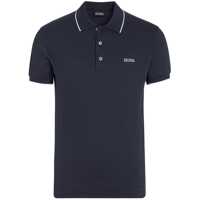 Tricouri Polo Zegna Navy Blue And White Cotton Polo Shirt Barbati