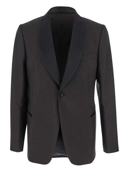 Geci Emporio Armani Brown Single-Breasted Jacket With Shawl Revers In Wool Blend Man BROWN Barbati (BM 19085385) 1