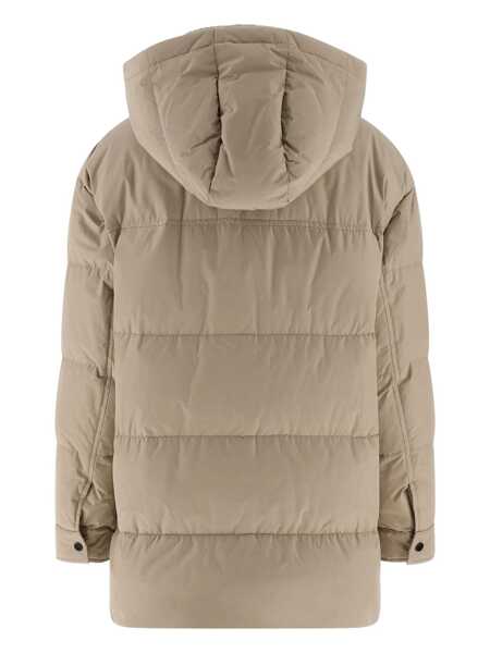 Geci Brunello Cucinelli Brunello Cucinelli Knitted Neck Down Jacket Beige Femei (BM 19086345) 2