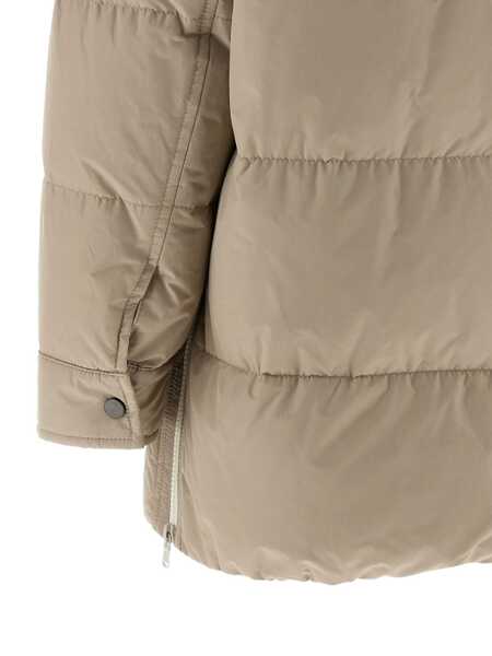 Geci Brunello Cucinelli Brunello Cucinelli Knitted Neck Down Jacket Beige Femei (BM 19086345) 3