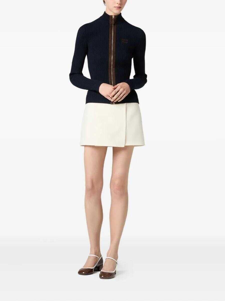 Pulovere Miu Miu Miu Miu Maglieria Cashmere RibsPelle F.12 Blue Femei (BM 19086432) 1