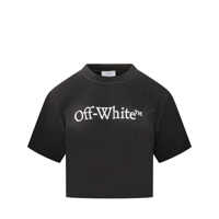 Tricouri Off-White Off-White Black Crop T-Shirt With White Logo Femei